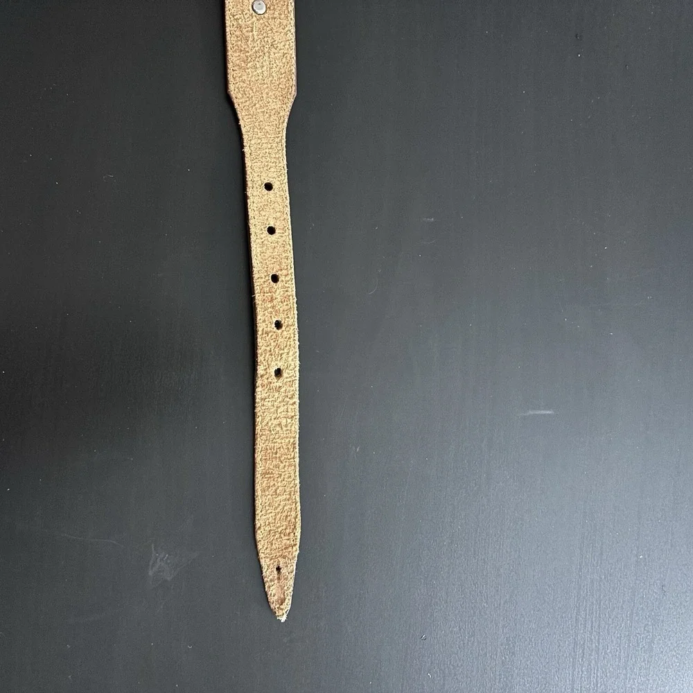 Vintage 1990 Silver Creek Leather Belt w Western‎ Charm Attached Sz 26 Boho